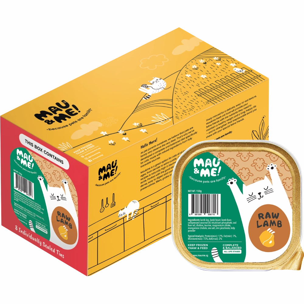 *FROZEN* Mau&Me! Cat Raw Lamb Complete & Balanced 1.2kg (150g x 8)