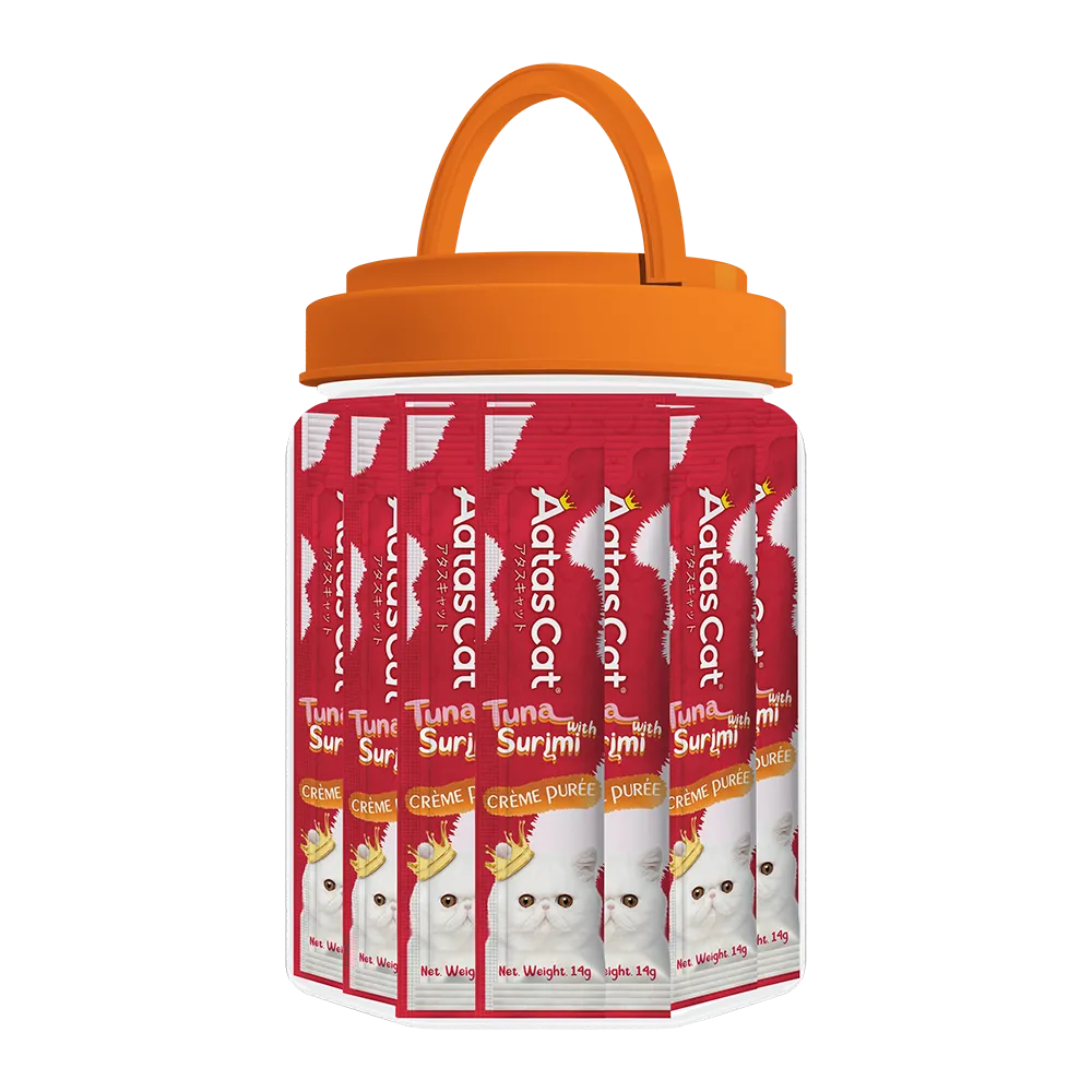 Aatas Cat Creme Puree Tuna with Surimi 14g x 50sachets