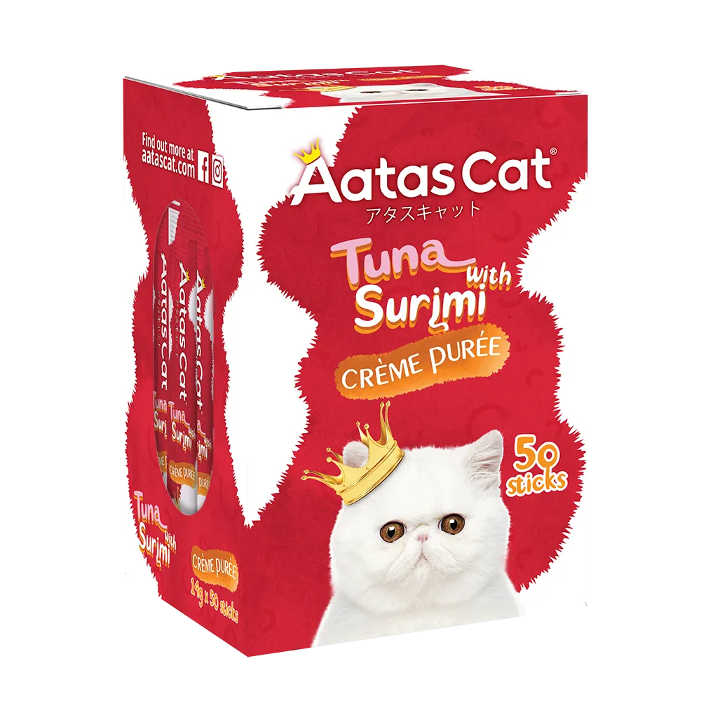 Aatas Cat Creme Puree Tuna with Surimi 14g x 50sachets