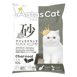 Aatas Cat Premium Clumping Bentonite Cat Litter - Kuick Klump Charcoal 10L