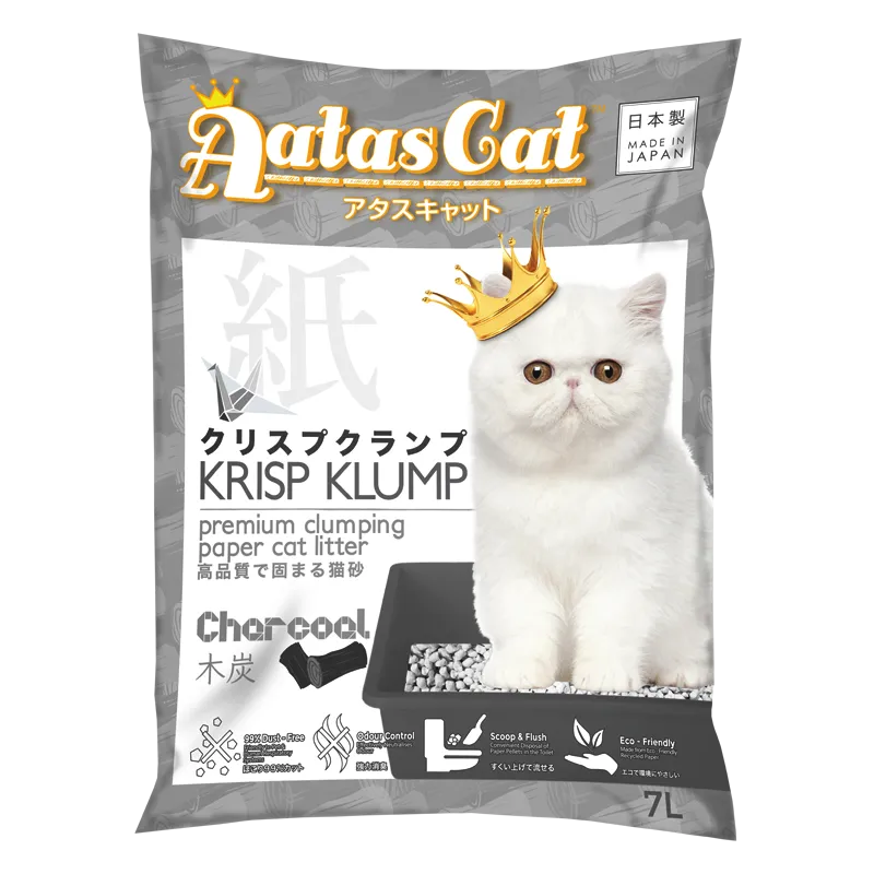 Aatas Cat Premium Clumping Paper Cat Litter - Krisp Klump Charcoal 7L