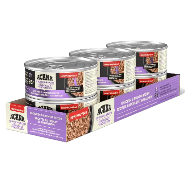ACANA Chunks in Broth Chicken & Salmon Kitten Recipe Canned Cat Food, 5.5oz