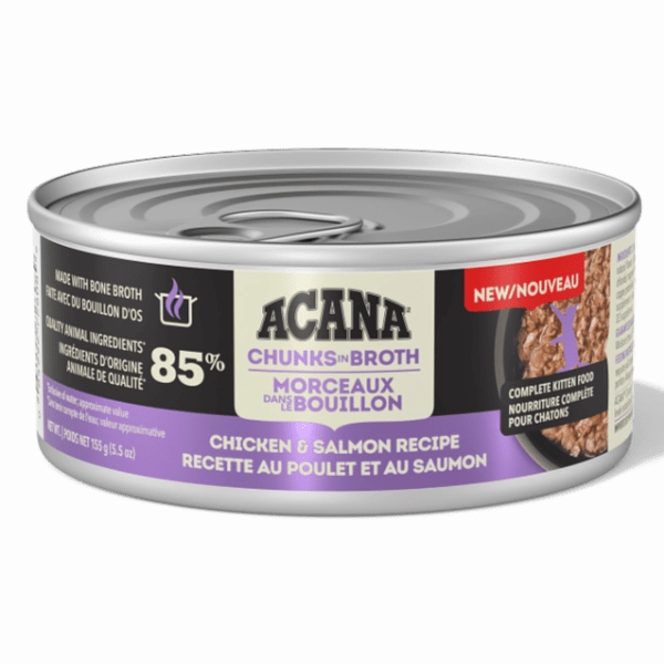 ACANA Chunks in Broth Chicken & Salmon Kitten Recipe Canned Cat Food, 5.5oz