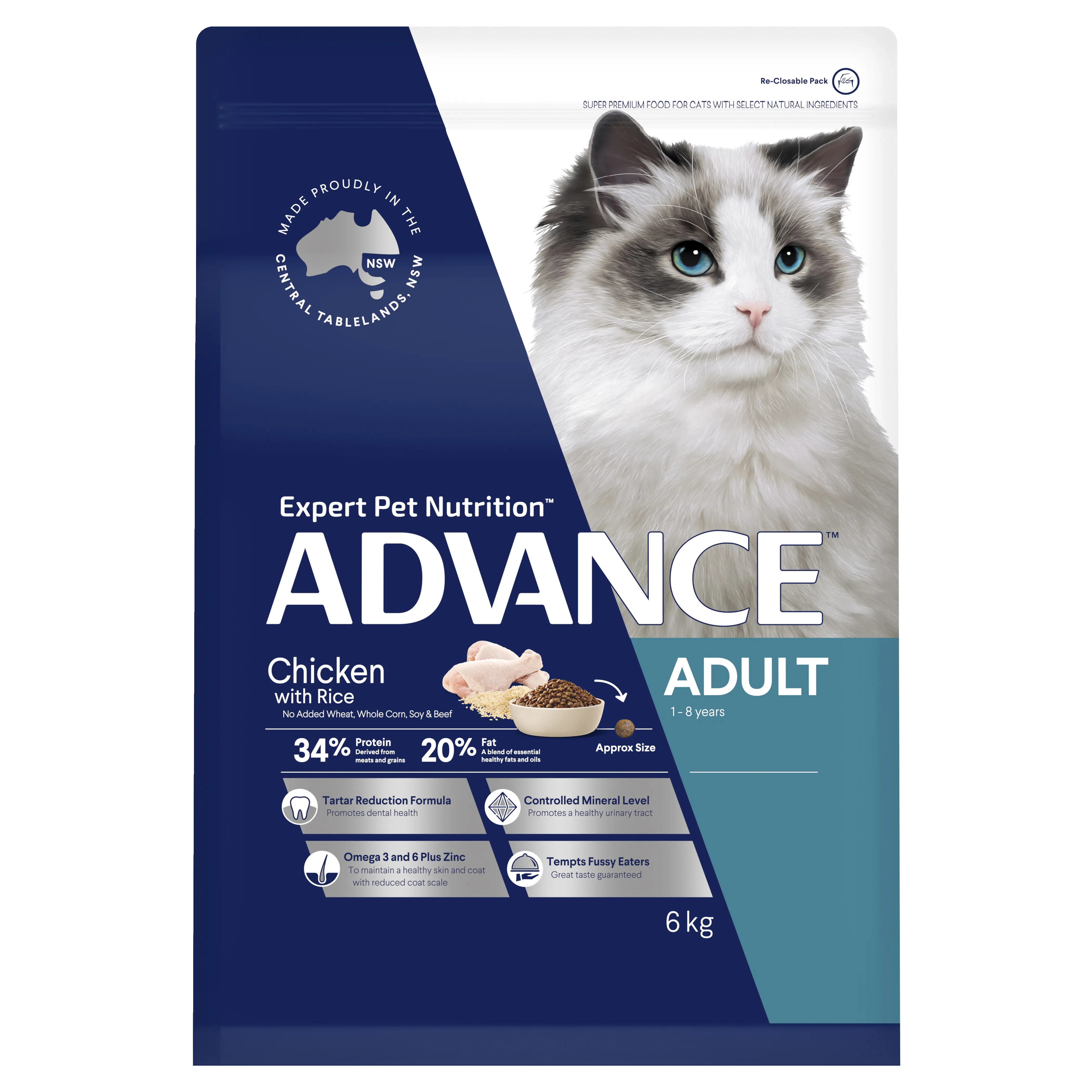ADVANCE - Adult Chicken with Rice Dry Cat Food (6kg)