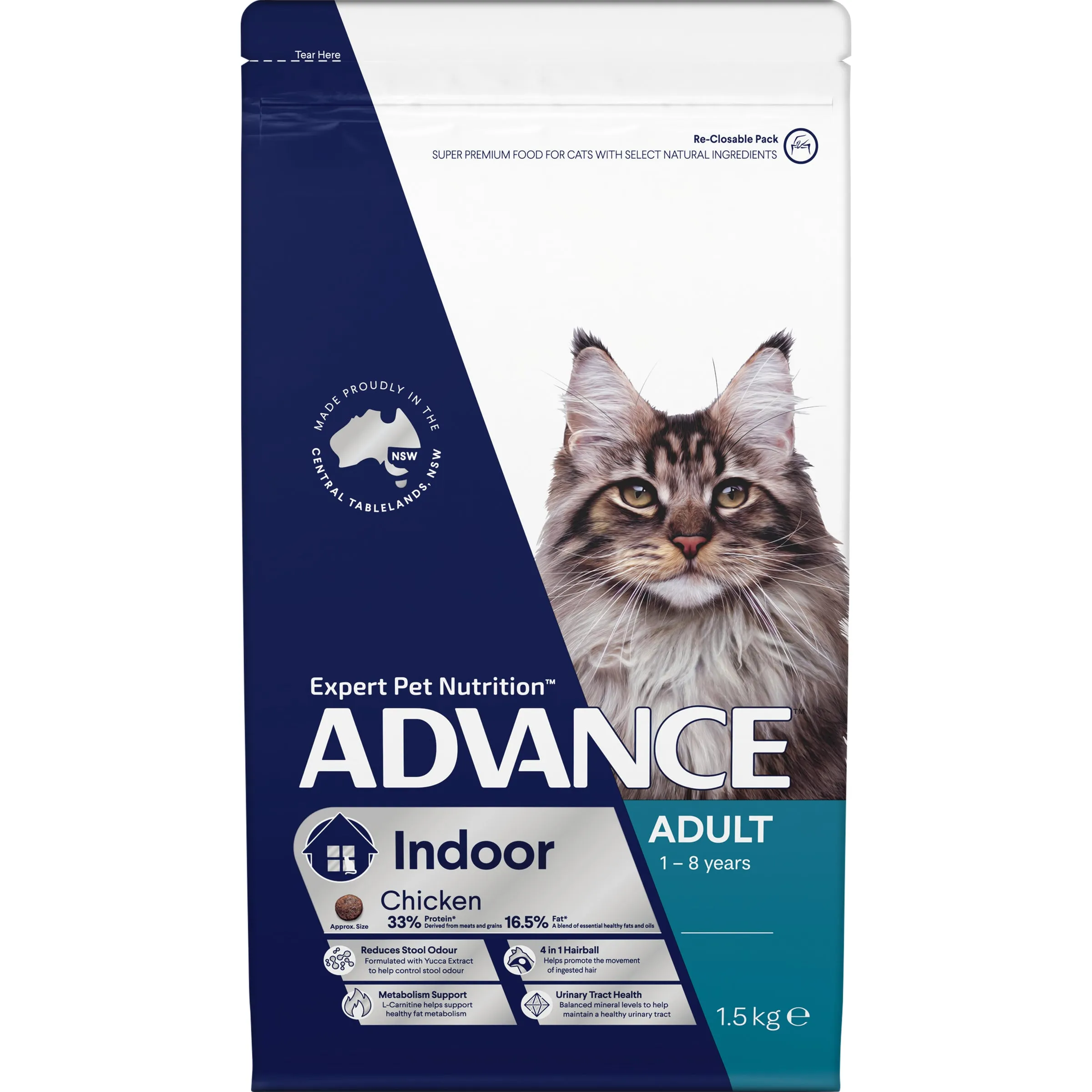 Advance Dry Cat Adult Indoor Chicken 1.5kg