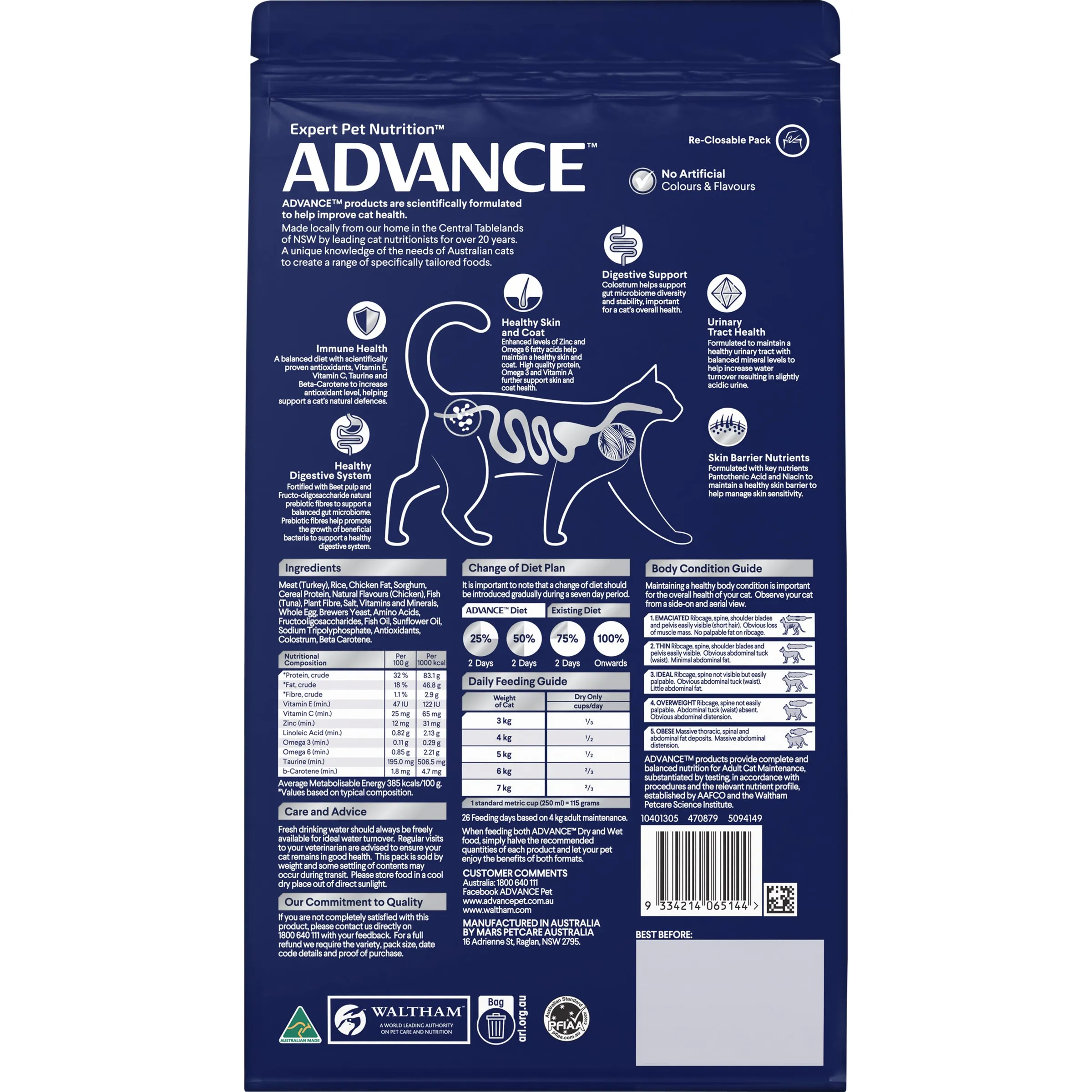 Advance Dry Cat Adult Sensitive Skin and Digestion Turkey 1.5kg