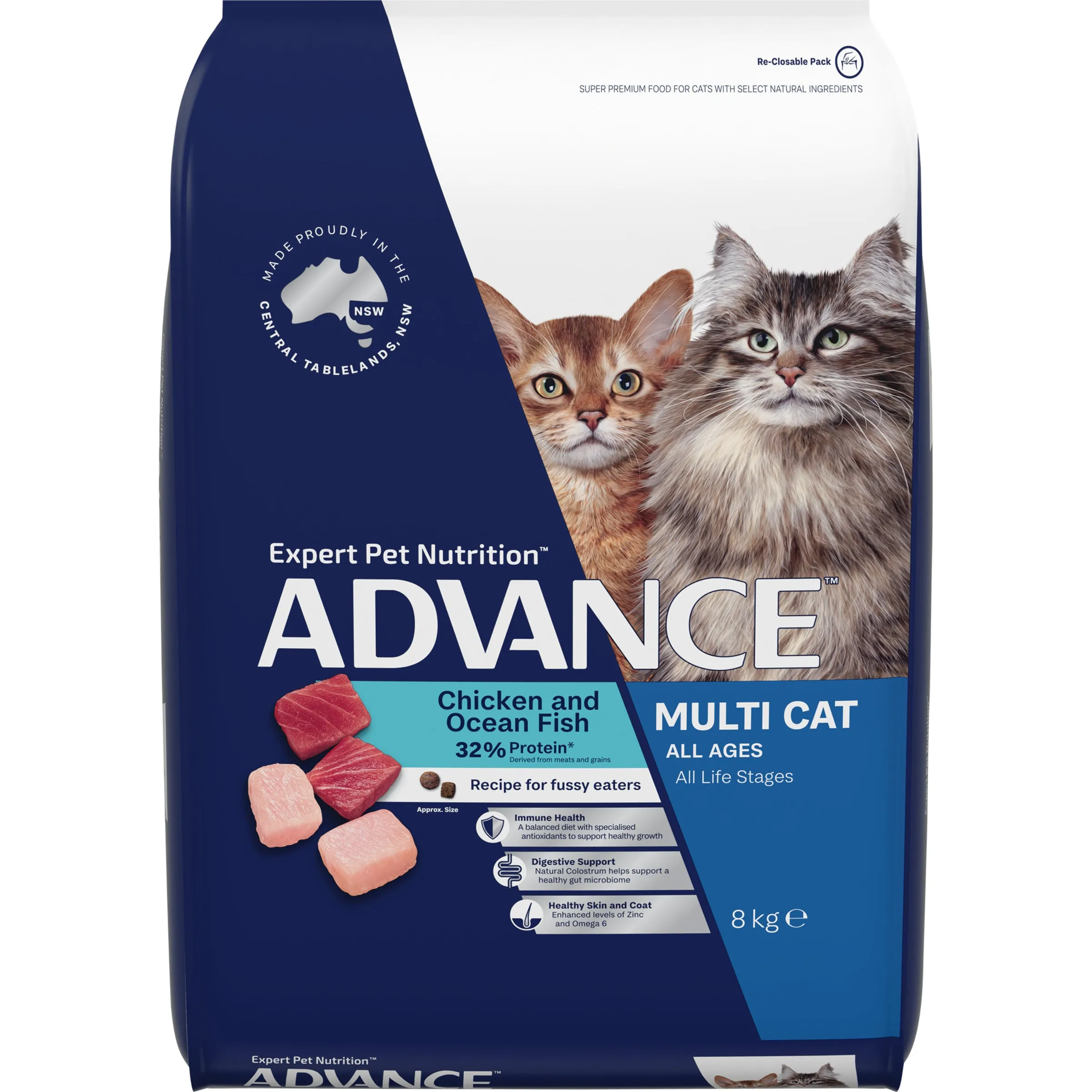 Advance Dry Multi-Cat Adult Chicken and Ocean Fish 8kg