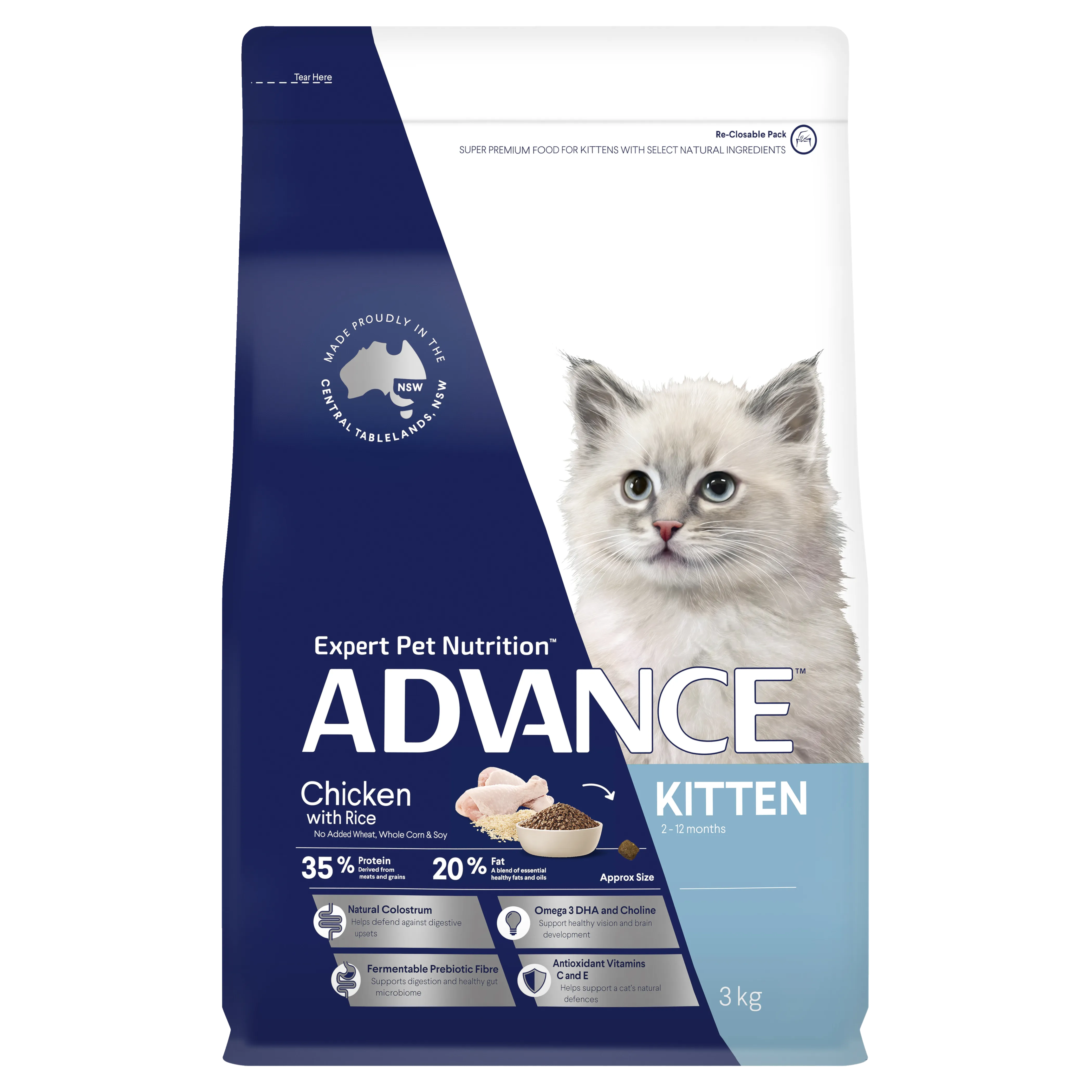 ADVANCE - Kitten Chicken with Rice Dry Cat Food (3kg)