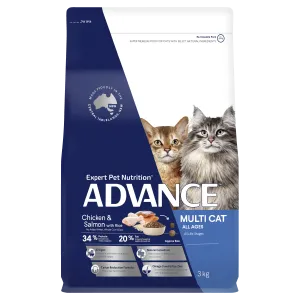 ADVANCE - Multi Cat Chicken & Salmon with Rice Dry Cat Food (3kg)