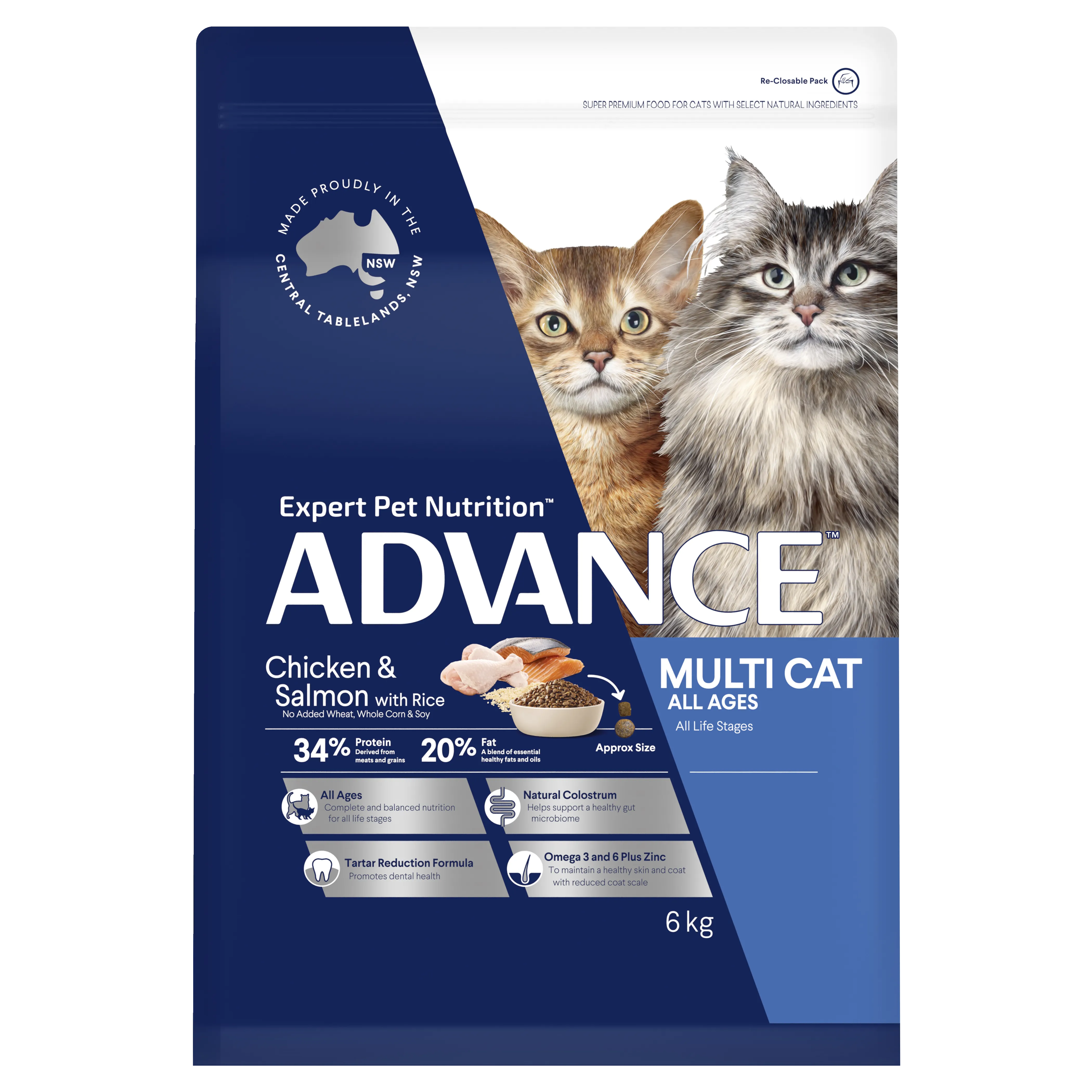 ADVANCE - Multi Cat Chicken & Salmon with Rice Dry Cat Food (6kg)