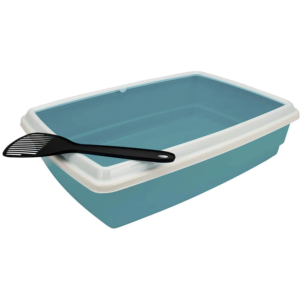 AgroBiothers Cat Litter Tray with Rim   Scoop 54cm x 40cm x 14cm