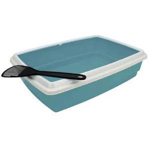 AgroBiothers Cat Litter Tray with Rim   Scoop 54cm x 40cm x 14cm