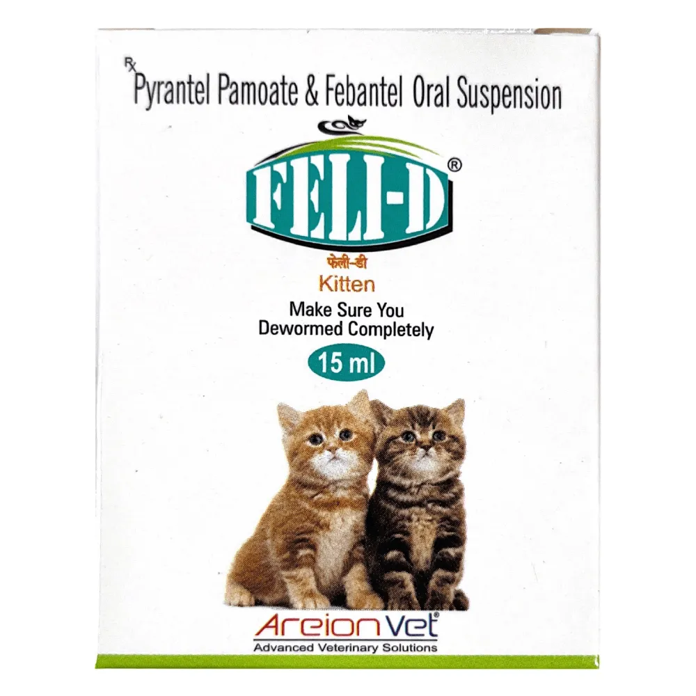 Areion Vet Feli D Kitten Deworming Suspension (15ml) and Skyec Skyworm Cat Tablet (pack of 4 tablets) Combo