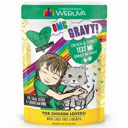 B.F.F. Text Me Chicken & Turkey Dinner in Gravy Pouch Cat Food; 12 Pack (SPECIAL ORDER ITEM)