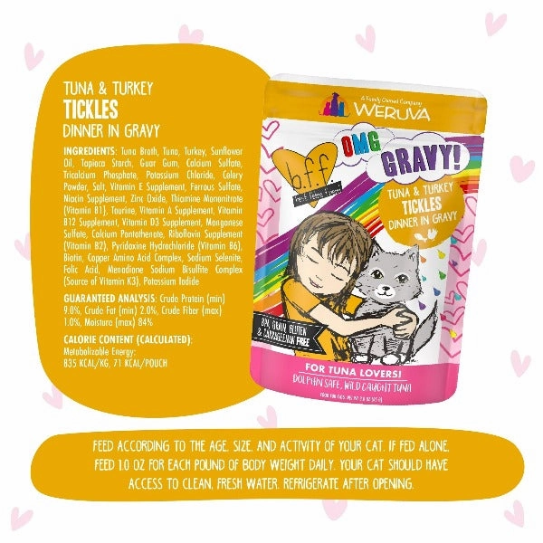 B.F.F. Tickles Tuna & Turkey Dinner in Gravy Pouch Cat Food