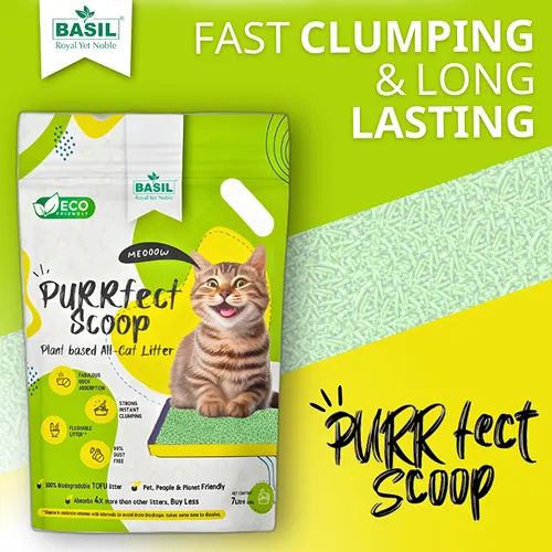 Basil Purrfect Green Tea Scented Clumping Cat Litter