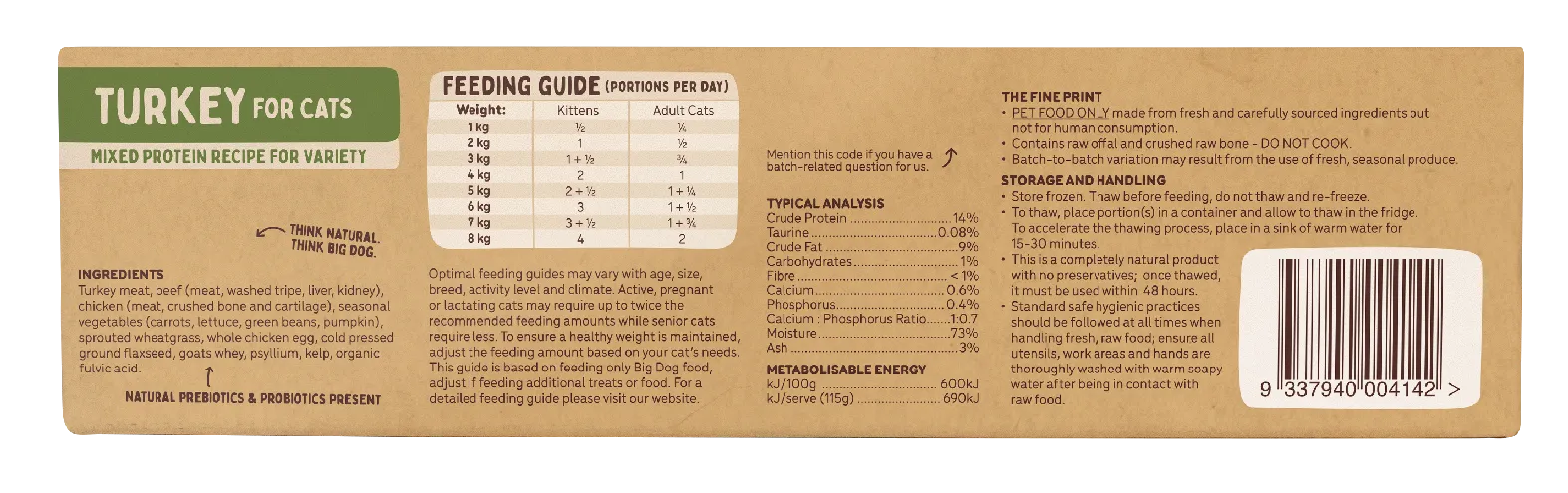 Big Dog - Turkey for Cats (1.38kg)