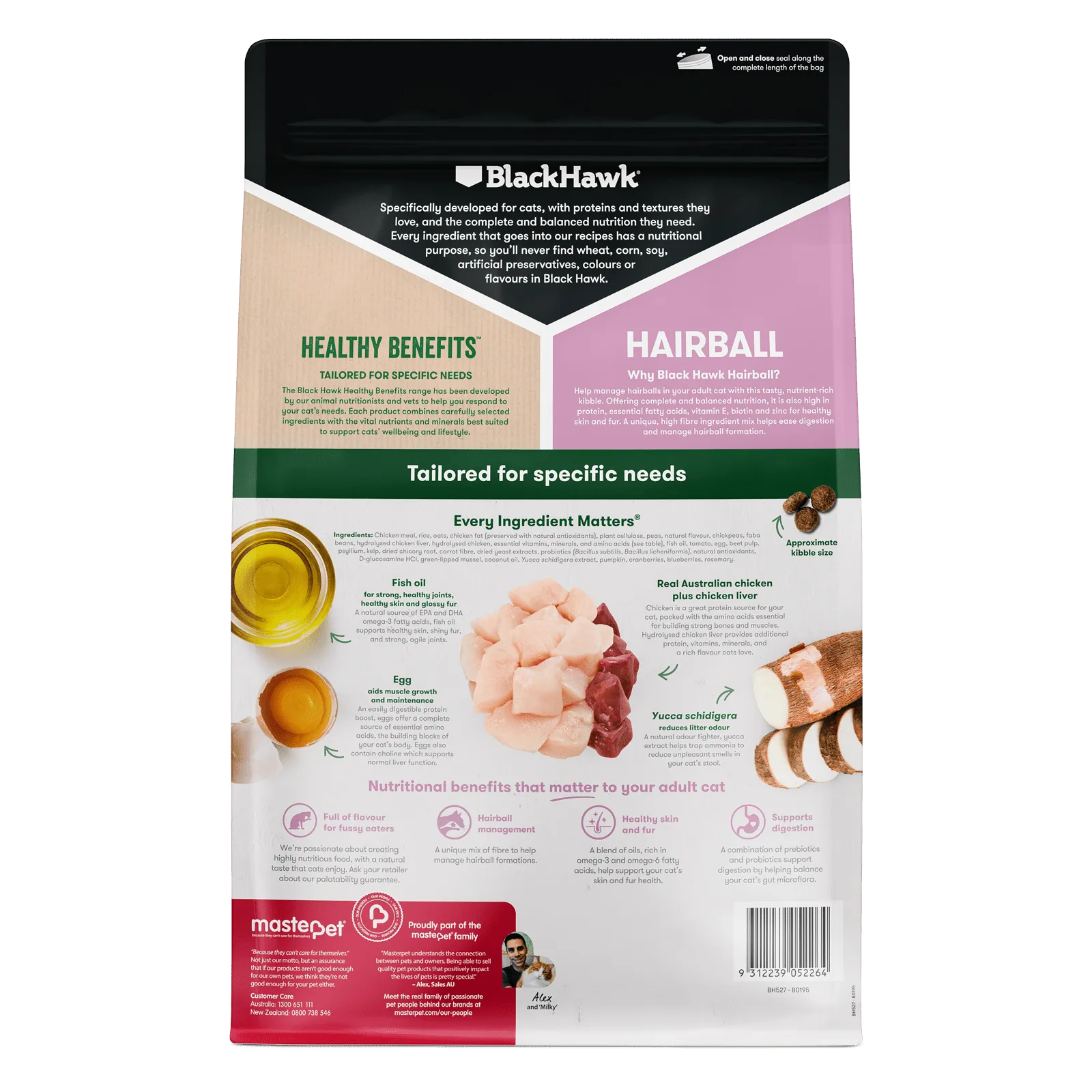 Black Hawk Healthy Benefits Cat Food Adult Hairball Chicken
