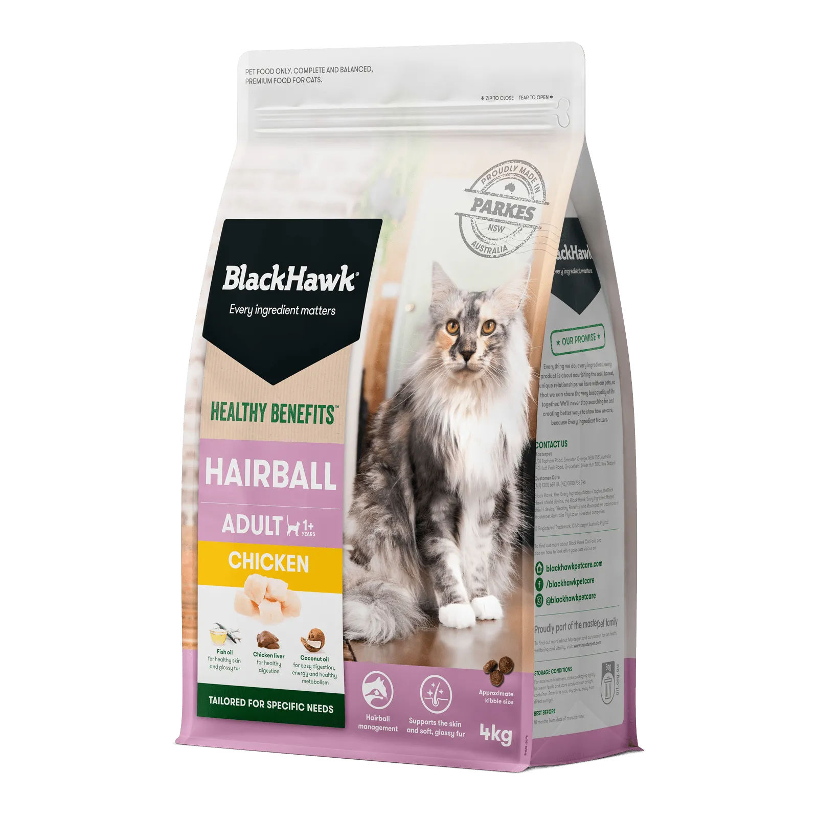 Black Hawk Healthy Benefits Cat Food Adult Hairball Chicken