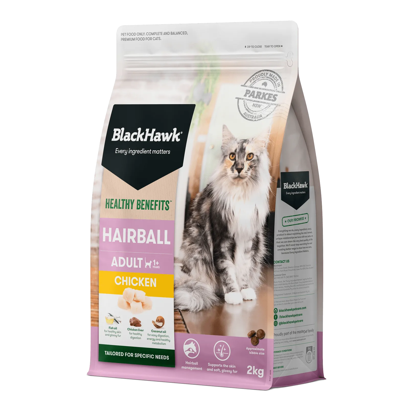 Black Hawk Healthy Benefits Cat Food Adult Hairball Chicken