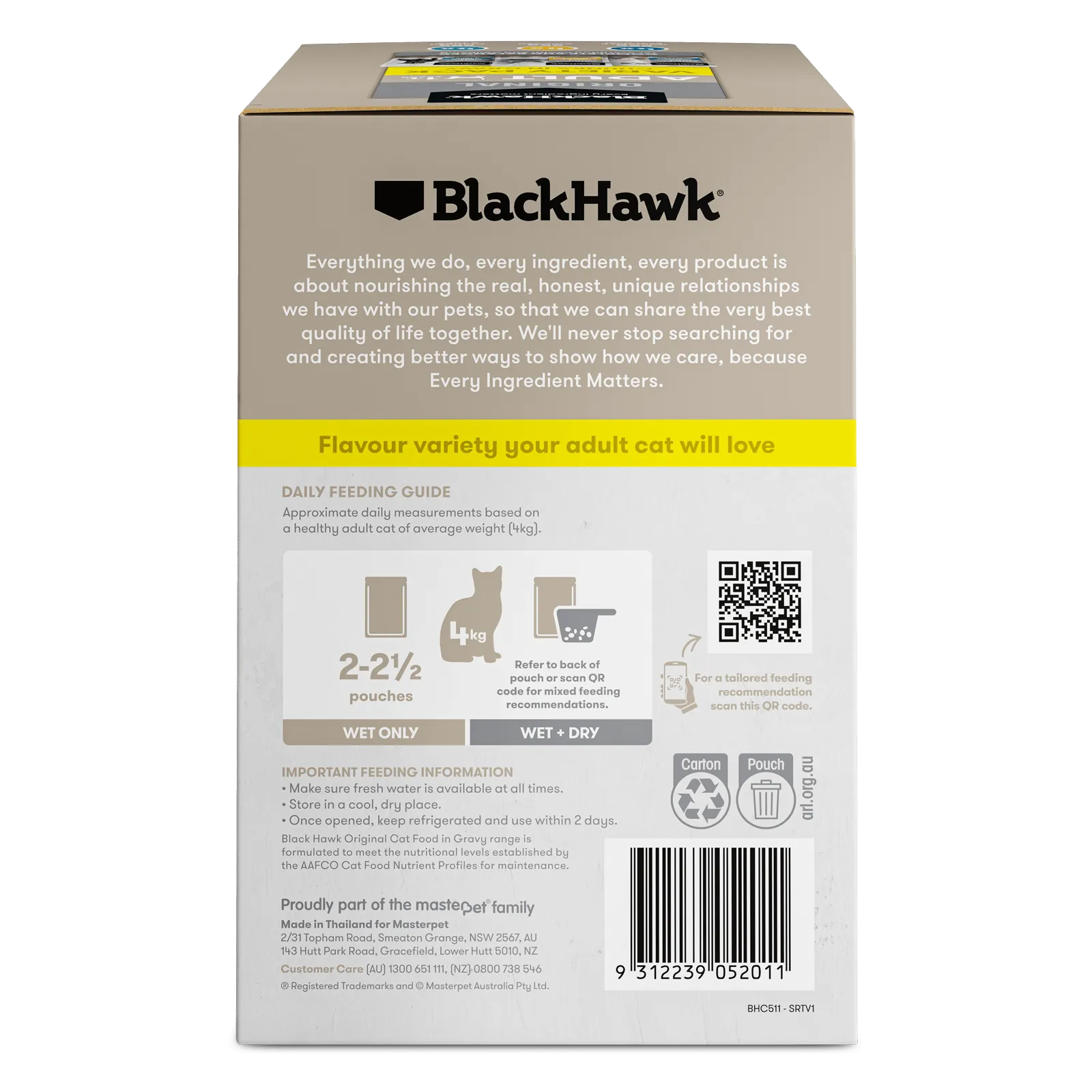 Black Hawk Original Cat Food Pouch Adult Variety Pack in Gravy