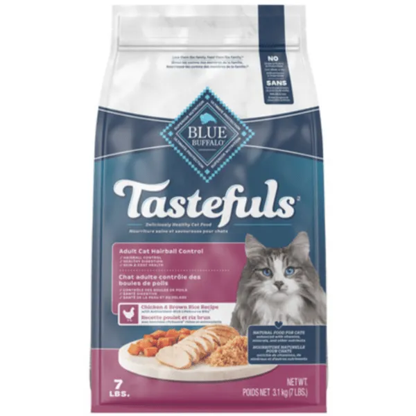 BLUE Tastefuls Indoor Health Hairball Control Dry Cat Food, 7lb
