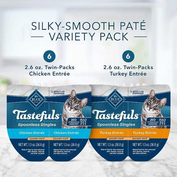 BLUE Tastefuls Spoonless Singles Chicken & Turkey Pate Variety Pack