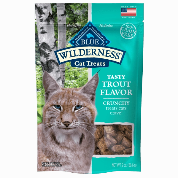 BLUE Wilderness Grain Free Crunchy Cat Treats; Tasty Trout Flavor