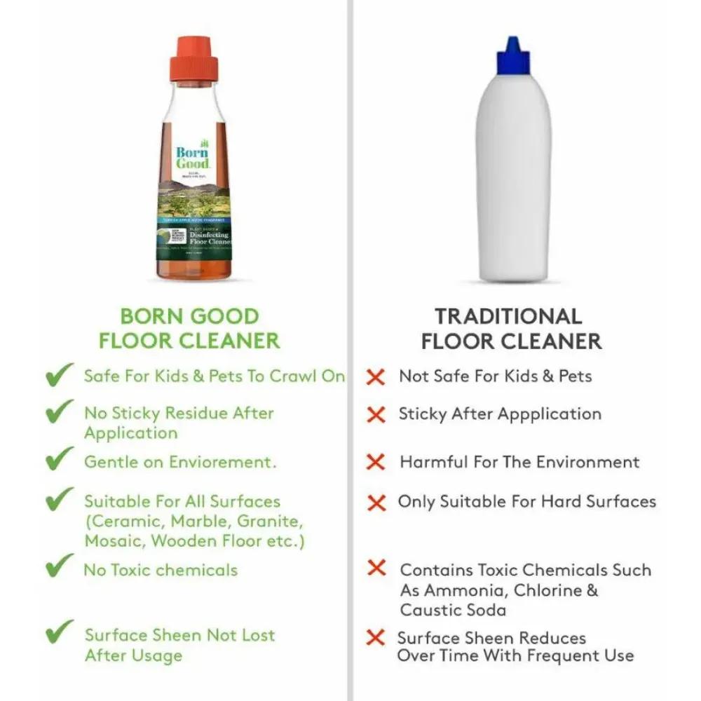 Born Good Turkish Apple Wood Fragrance Plant Based Disinfecting Floor Cleaner for Dogs and Cats