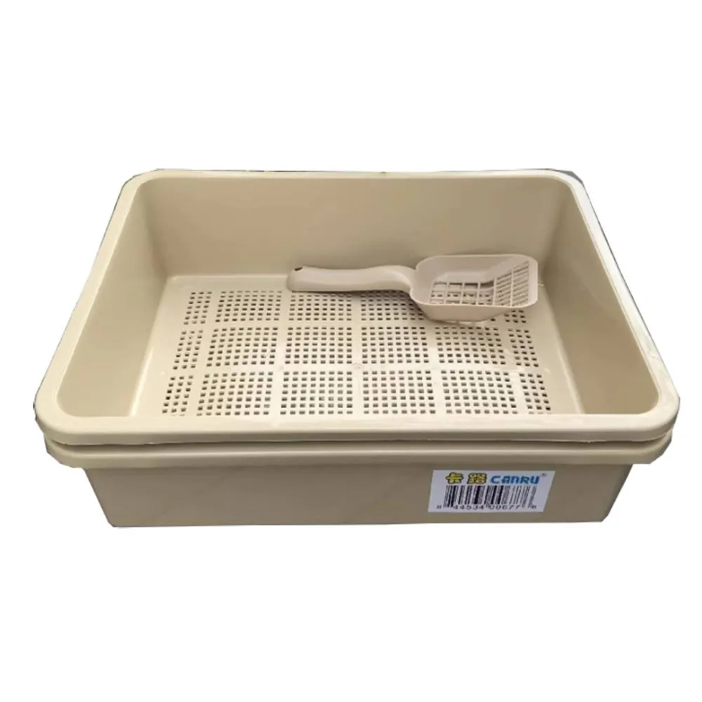 Canru Two-tier Cat Pine Litter Tray (L46cm x B36cm x H15cm)
