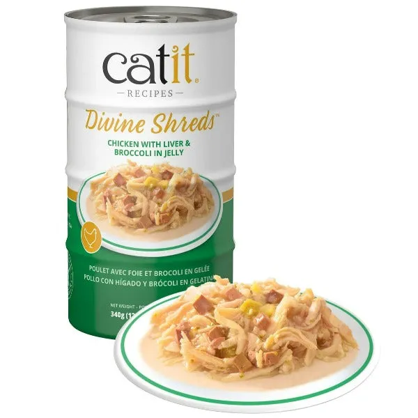 Catit Divine Shreds Chicken with Liver & Broccoli in Jelly Canned Cat Food Topper 4-Pack