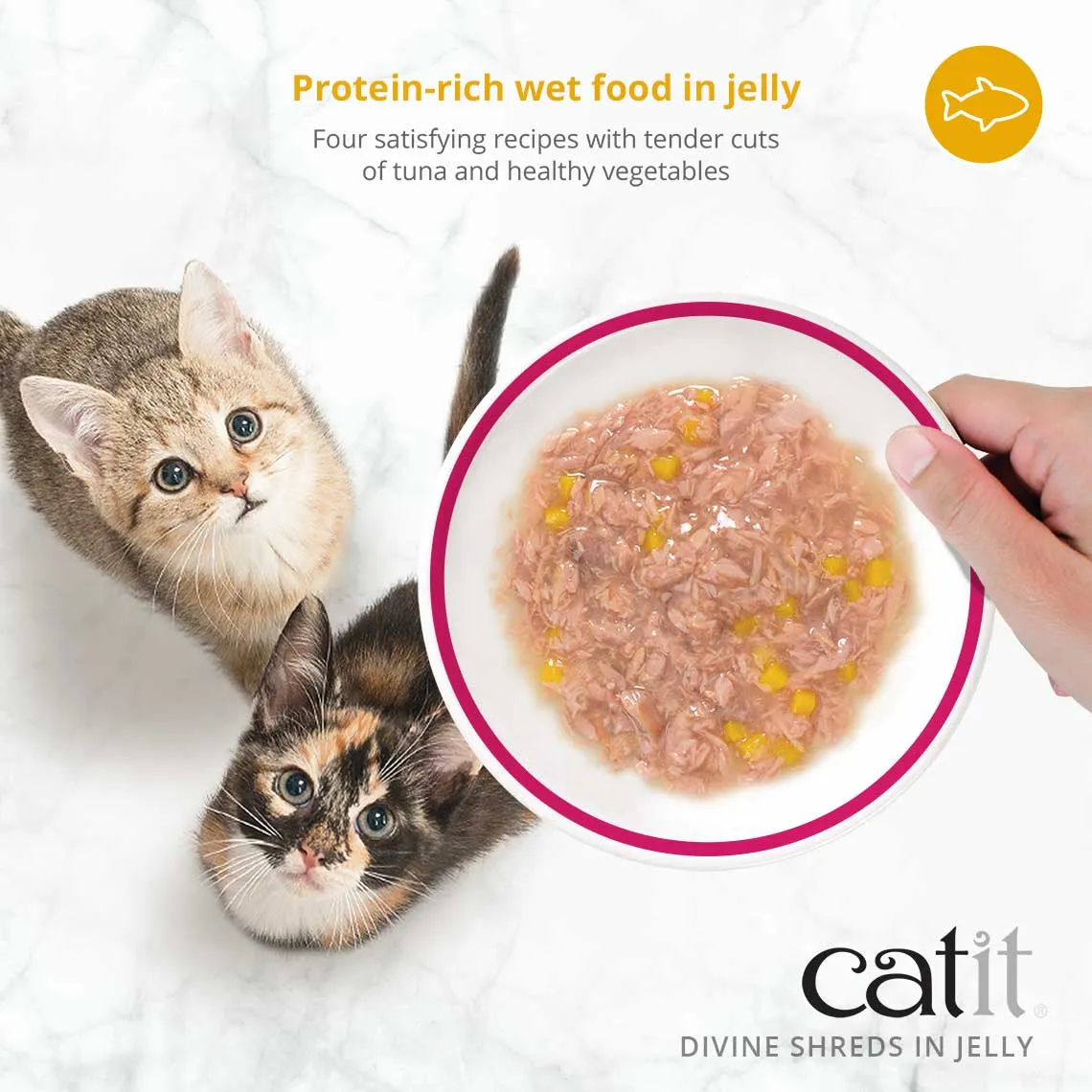 Catit Divine Shreds Tuna with Shirasu & Sweet Potato in Jelly Canned Cat Food Topper 4-Pack