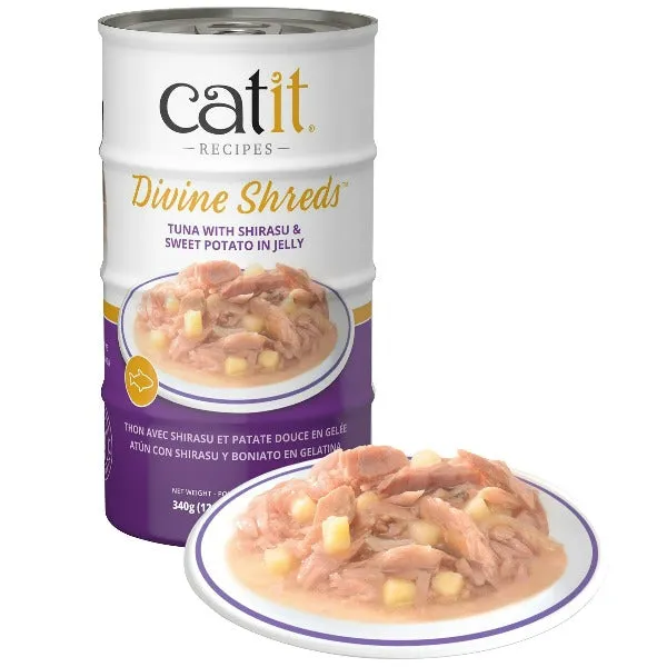 Catit Divine Shreds Tuna with Shirasu & Sweet Potato in Jelly Canned Cat Food Topper 4-Pack