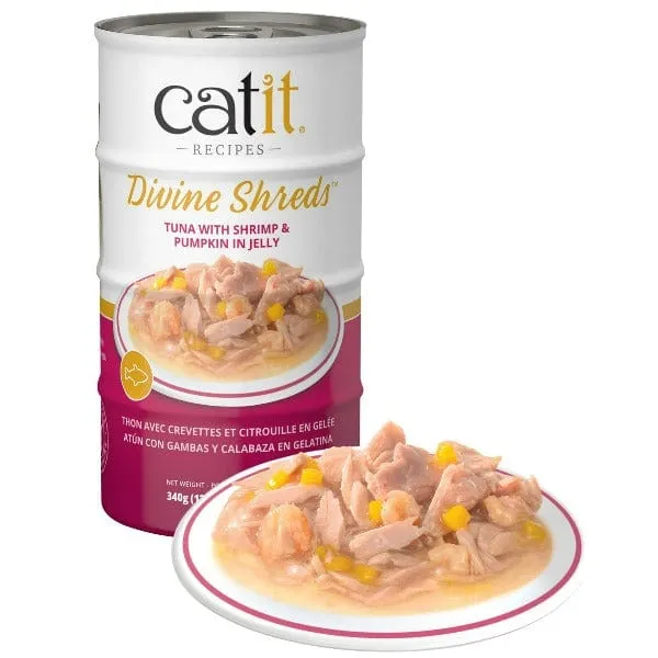 Catit Divine Shreds Tuna with Shrimp & Pumpkin in Jelly Canned Cat Food Topper 4-Pack