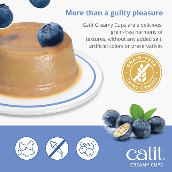 Catit Creamy Cups - Tuna & Chicken Mousse with Blueberry Cat Treat