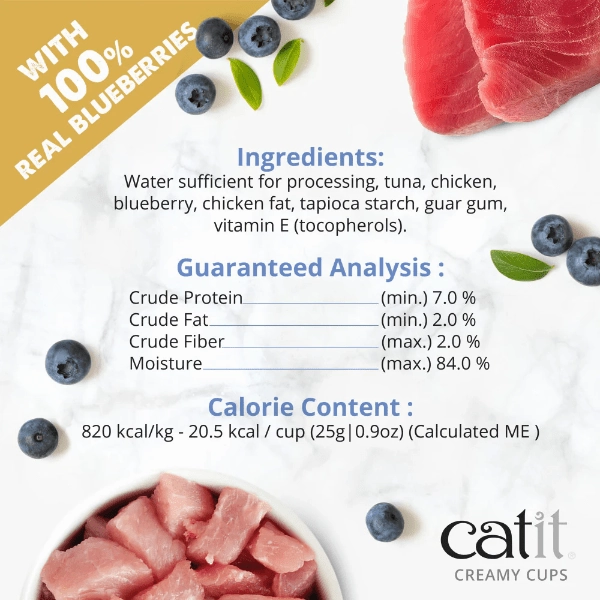 Catit Creamy Cups - Tuna & Chicken Mousse with Blueberry Cat Treat