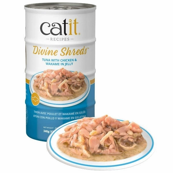Catit Divine Shreds Tuna with Chicken & Wakame in Jelly Canned Cat Food Topper 4-Pack