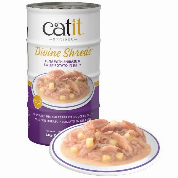 Catit Divine Shreds Tuna with Shirasu & Sweet Potato in Jelly Canned Cat Food Topper 4-Pack