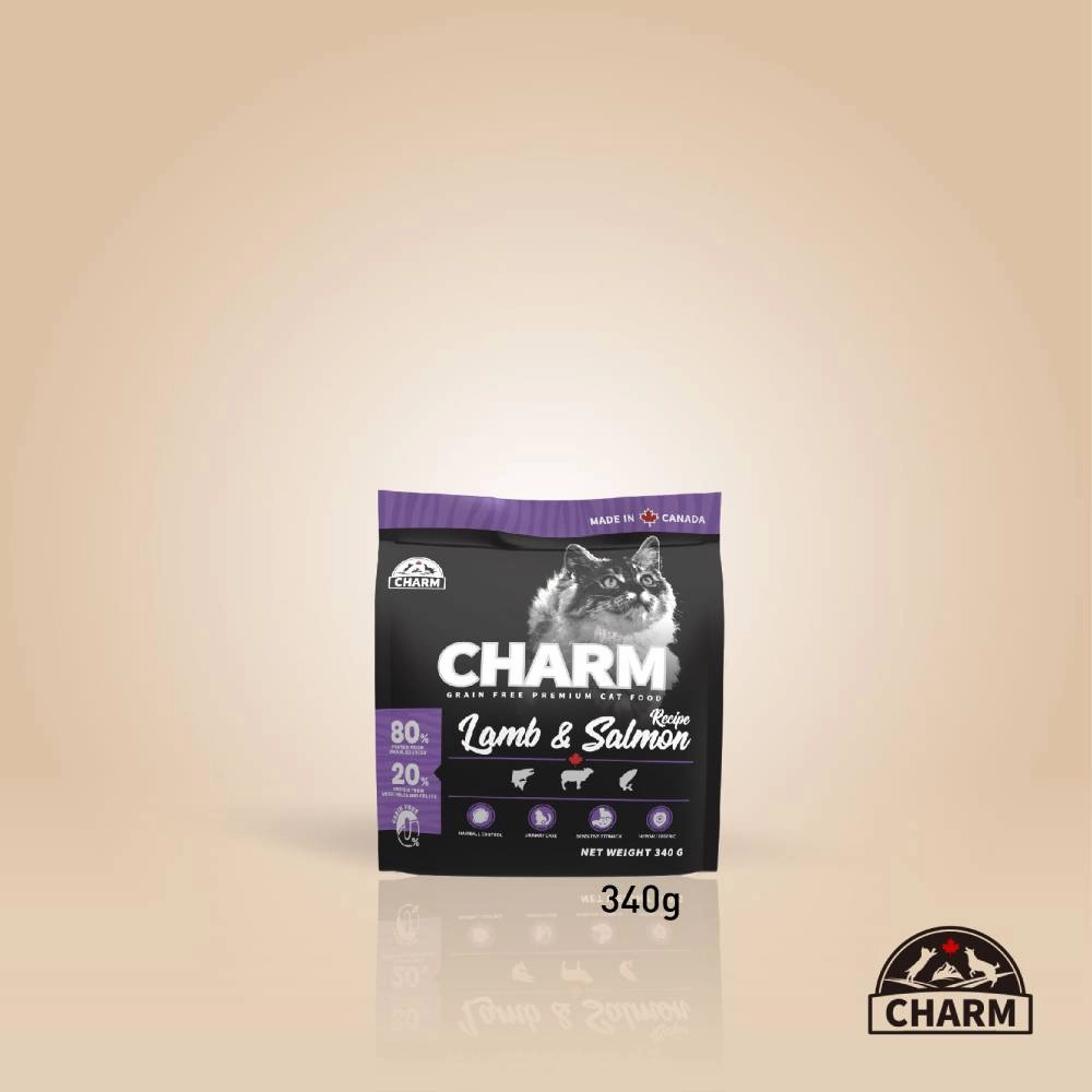 Charm Cat Lamb & Salmon Recipe Grain Free Premium Food 340g