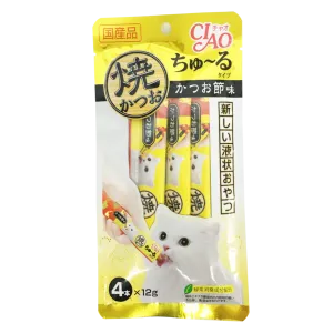 Ciao Cat Treat Grilled Tuna Dried Bonito Flavor 48g (4pcs) (4R-104)