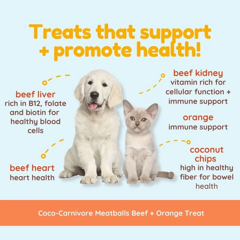 COCOTHERAPY Coco-Carnivore Beef Meatballs Treats for Dogs & Cats
