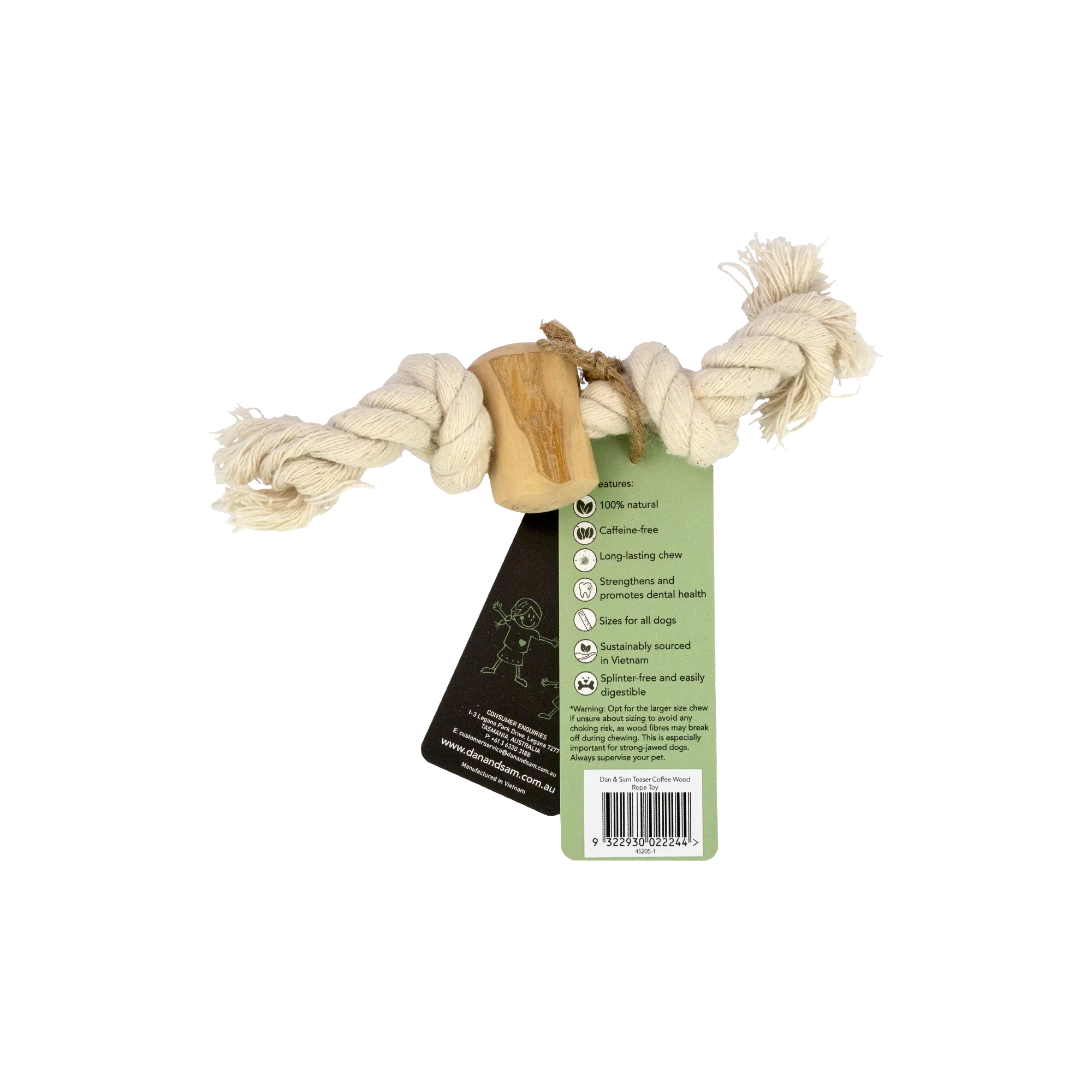 Dan & Sam - Teaser Coffee Wood Rope Toy