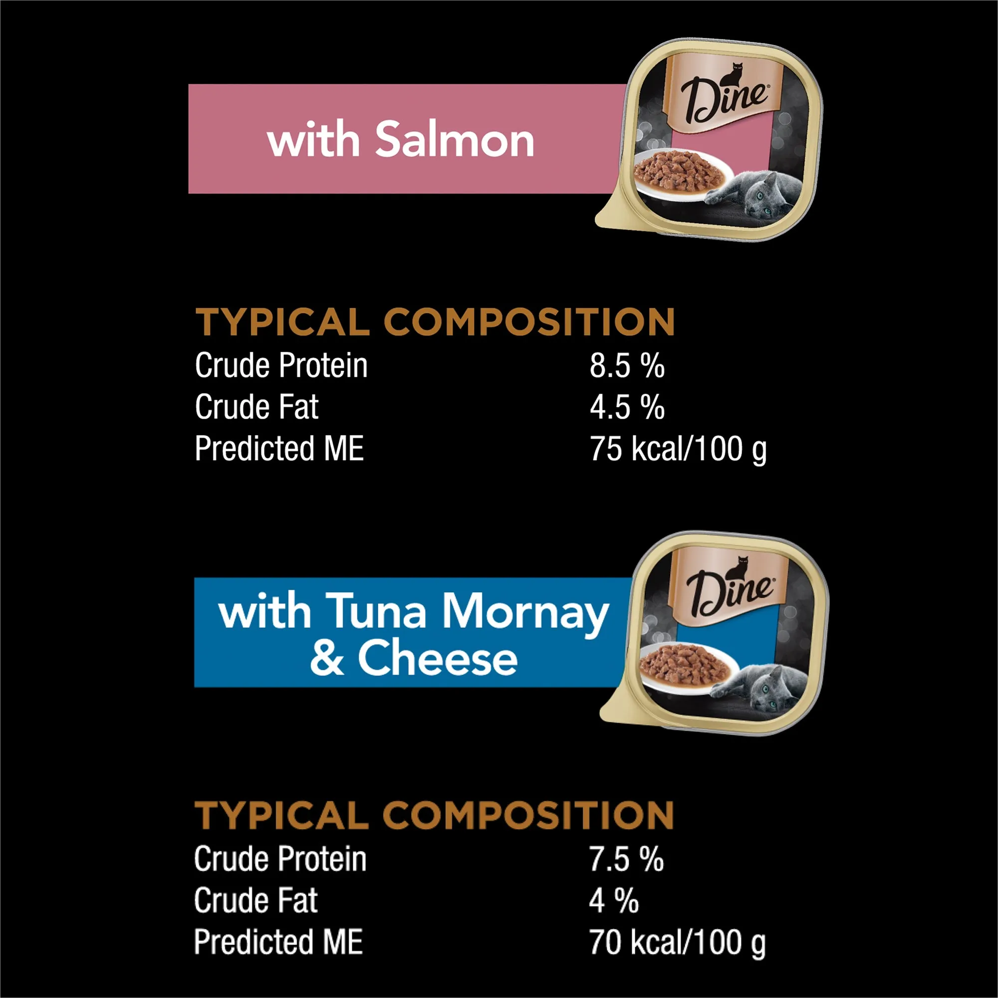 DINE - Multipack Salmon, Tuna & Cheese Cat Wet Food (85g x 28pk)