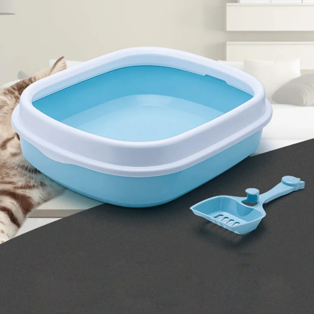 Emily Pets Litter Box With Scooper for Cats (Blue)