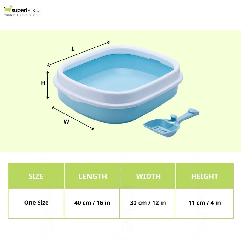Emily Pets Litter Box With Scooper for Cats (Blue)