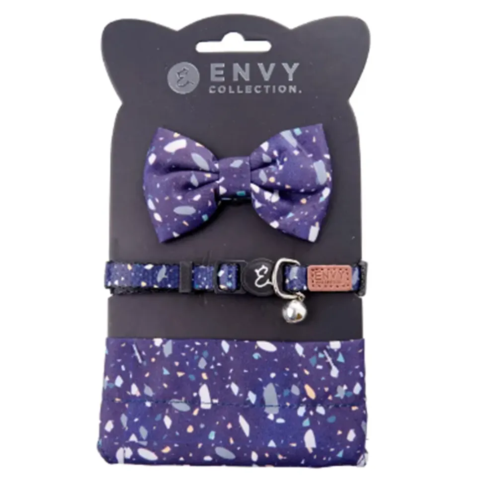 Envy Cat Collar Set Blue Terrazzo