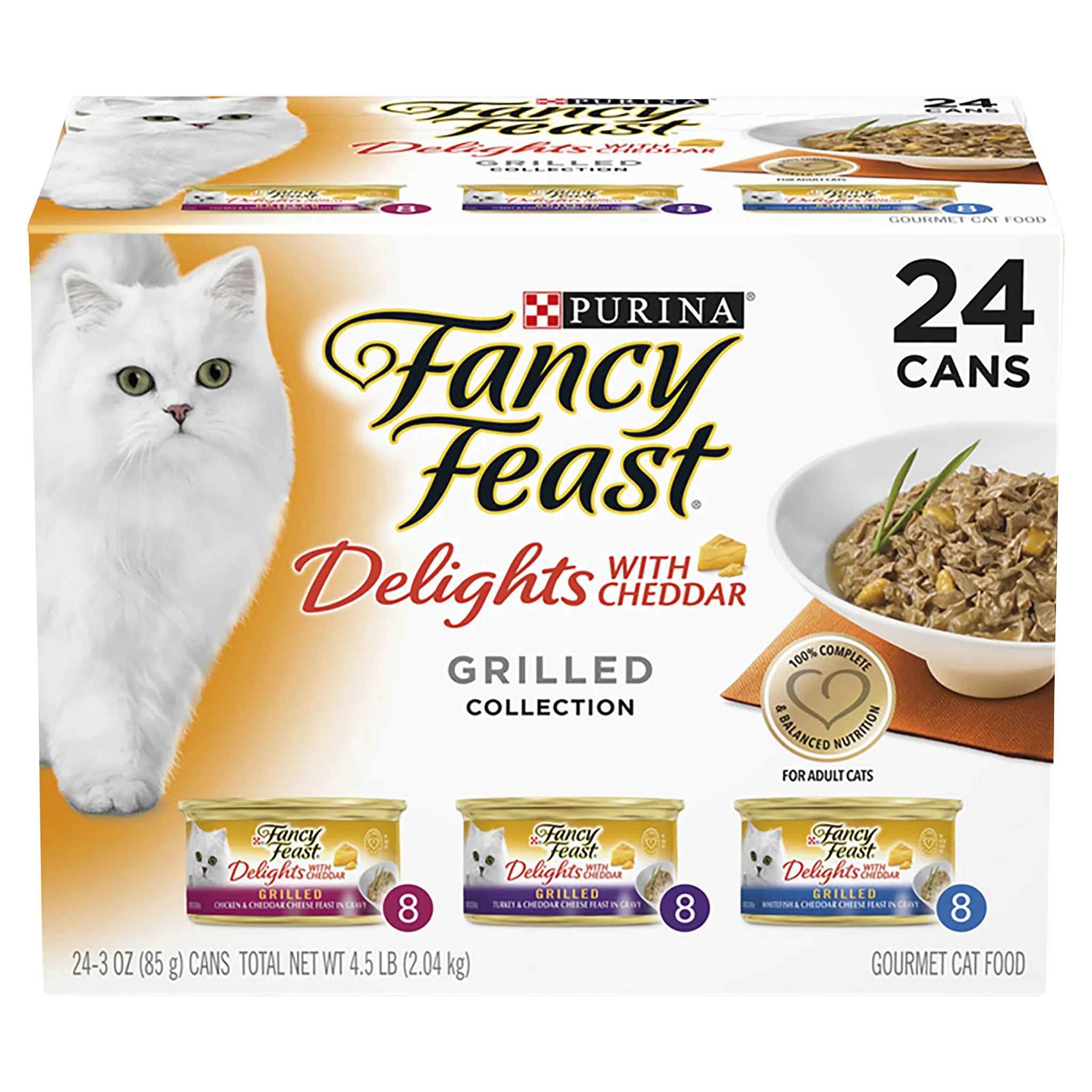 FANCY FEAST - Adult Delights With Cheddar Grilled Collection Wet Cat Food (85g x 24pk)
