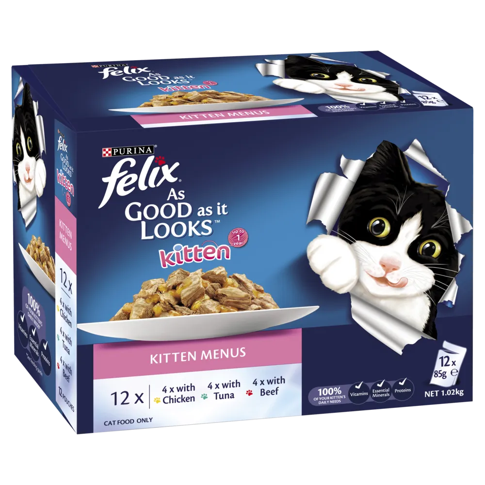 FELIX - Multi-Pack Kitten Menus in Jelly Wet Cat Food (85g x 12pk)