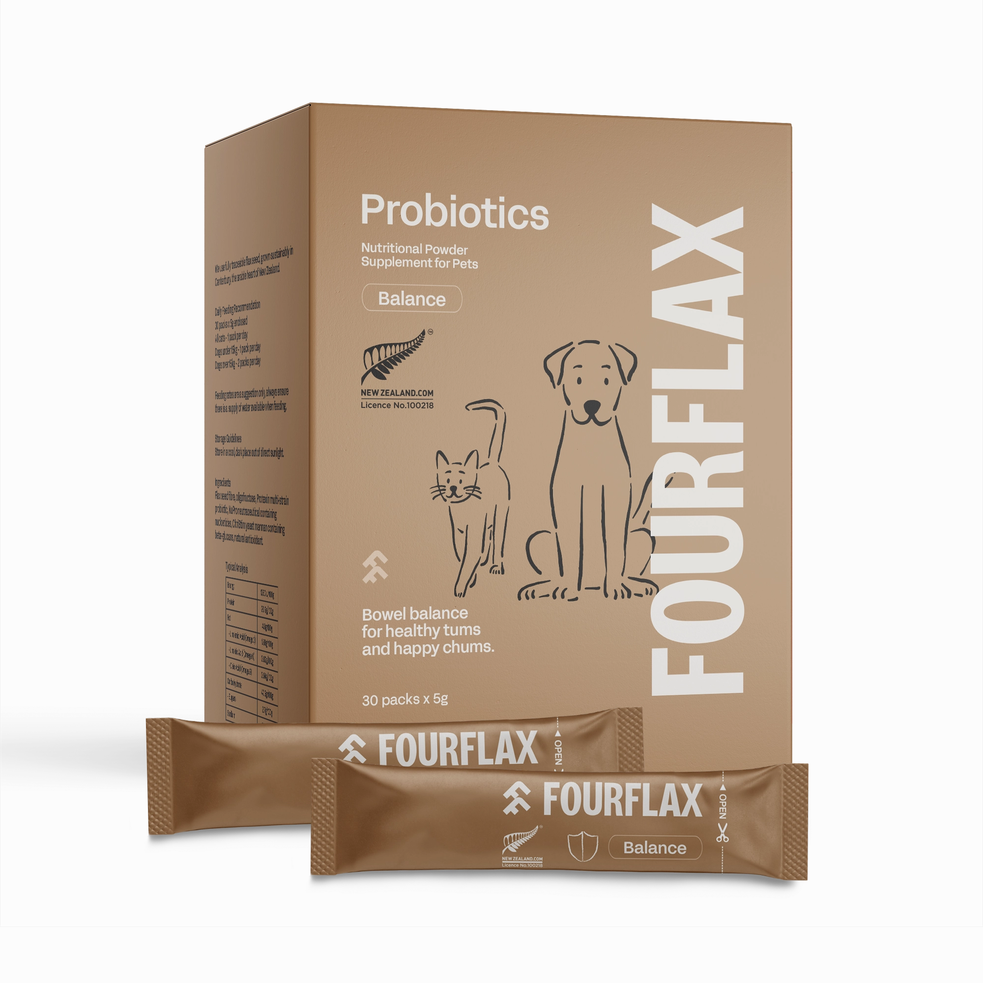 Fourflax Cats & Dogs Probiotics Powder Supplement 30packets x 5g