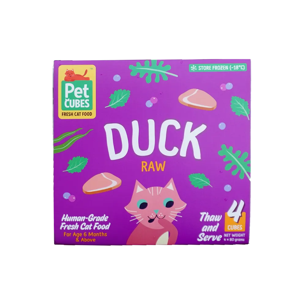 *FROZEN* PetCubes Cat Raw Duck 1.28kg (4 x 320g)